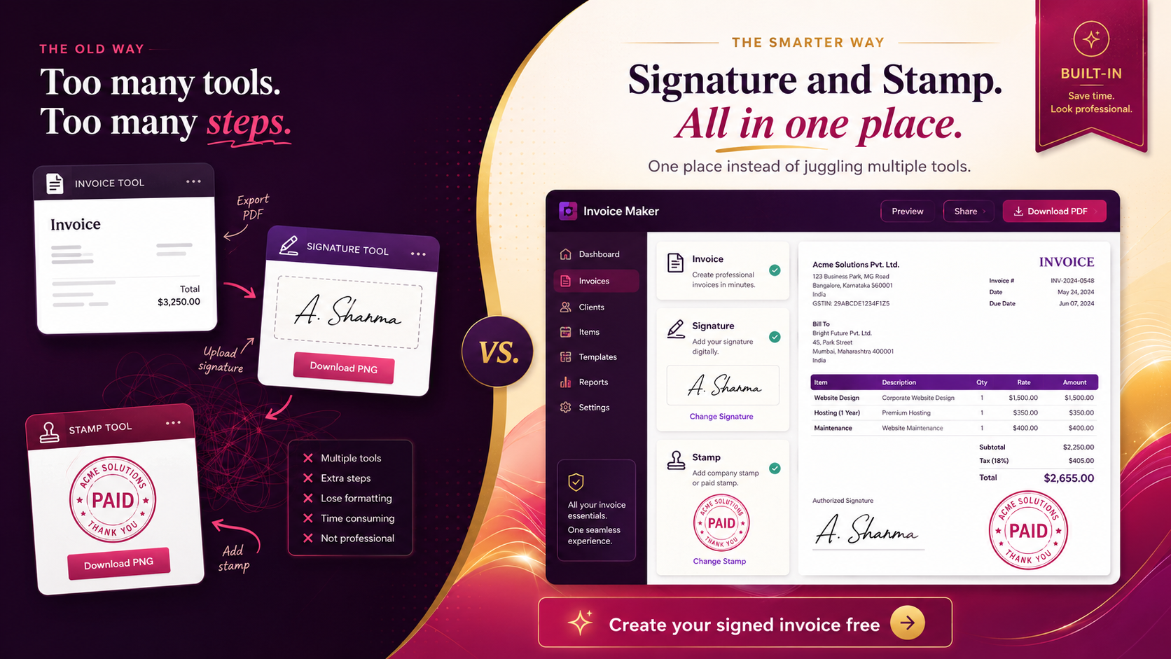 How to Add a Signature and Stamp to an Invoice (Built-In, No Extra Tools)